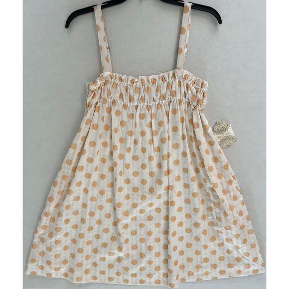 Altar’d State Sz Medium Orange Polka Dot White Sleeveless Dress Pockets Lined$70 - Picture 9 of 16